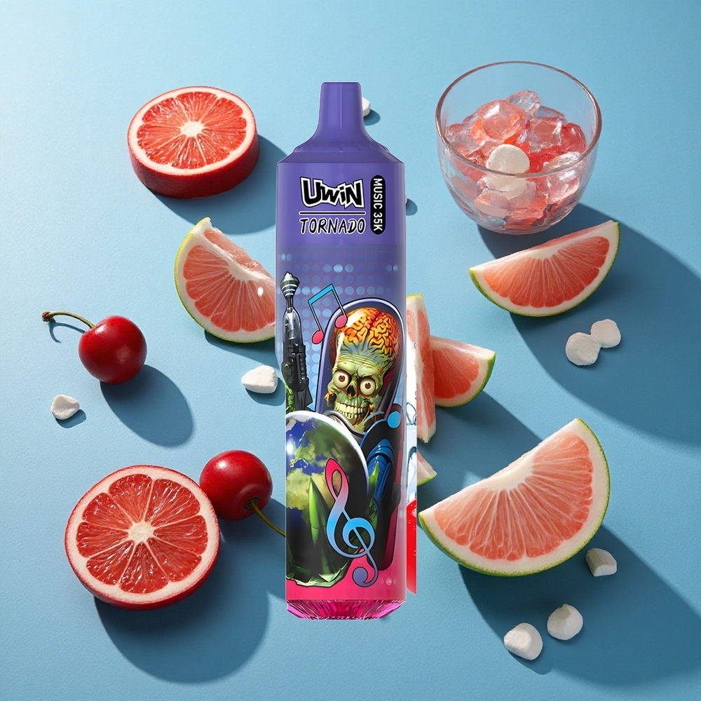 Uwin Tornado 35K Musik Wegwerf-Vape Kirsch-Cola mit 35000 Puffs und 600mAh Akku