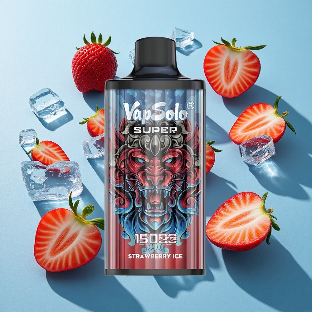 Vapsolo Super 15000 Puffs 40ml Erdbeer-Eis Typ-C 850mah Mesh Coil