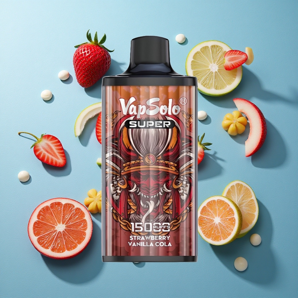 Vapsolo Super 15000 Puffs 40ml Erdbeer Vanille Cola Typ-C 850mah Mesh Coil
