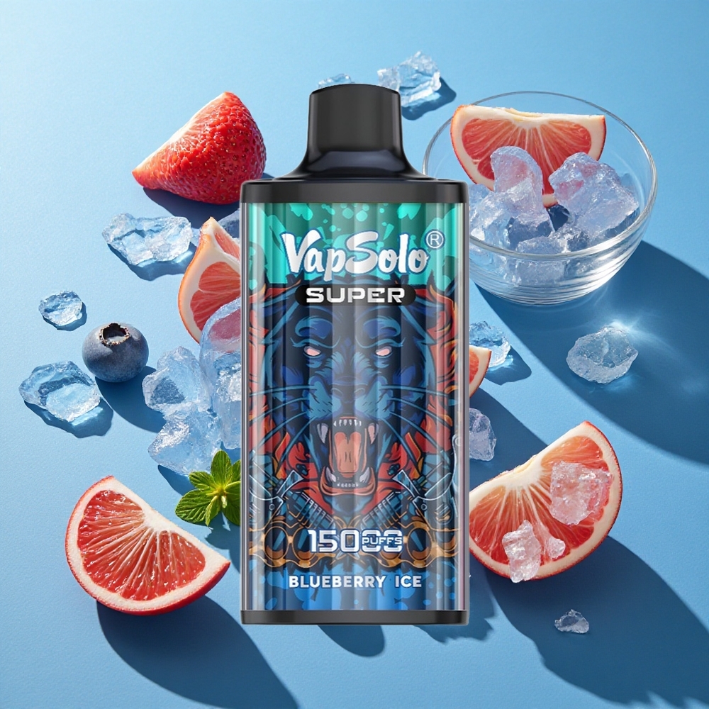 Vapsolo Super 15000 Puffs 40ml Heidelbeere-Eis Typ-C 850mah Mesh Coil