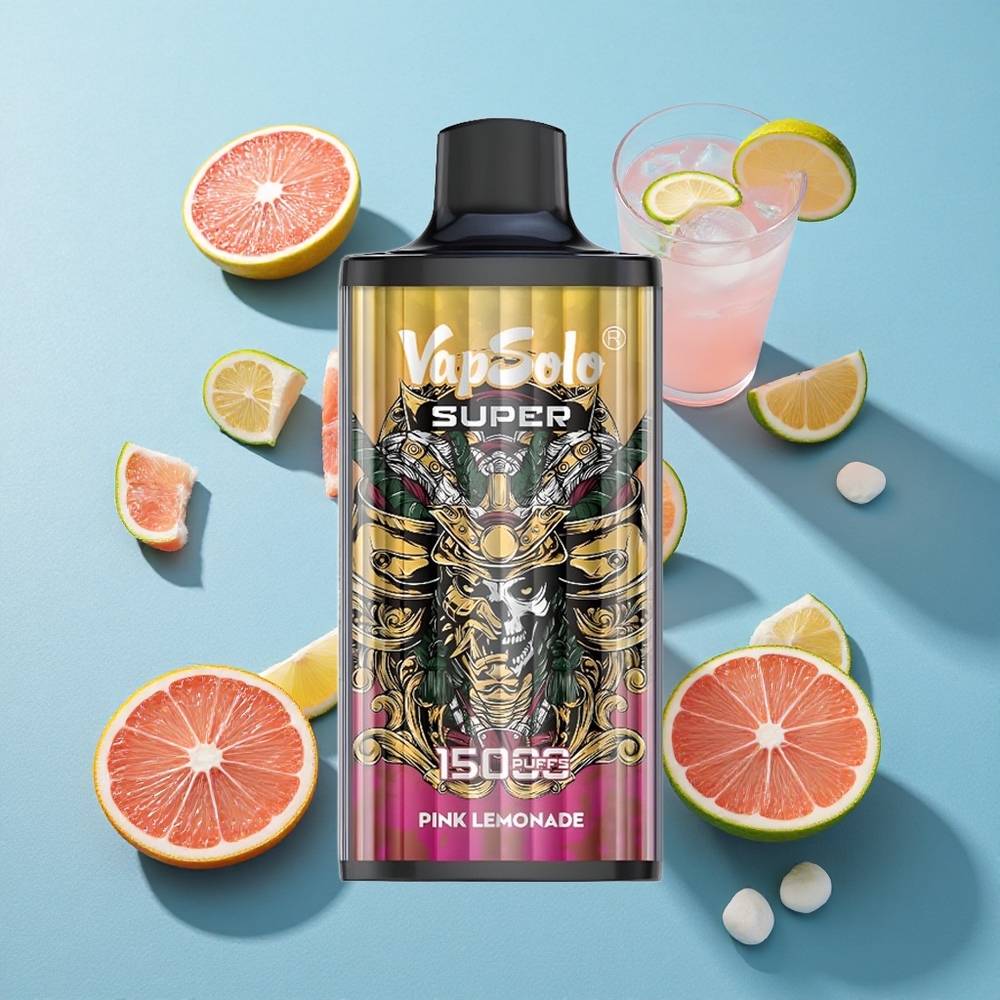 Vapsolo Super 15000 Puffs Einweg-Vape Super Rosa Zitronenlimonade mit 40ml E-Liquid und 850mah Mesh Coil