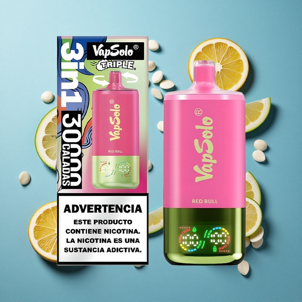 VapSolo Triple 30000 Puffs Einweg-Vape Red Bull 40ml 20mg/ml oder 20/50mg/ml Nikotin Typ-C