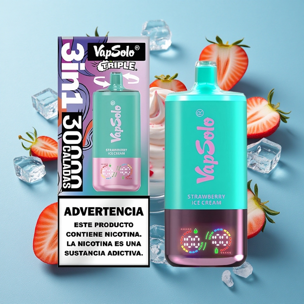 VapSolo Triple 30000 Puffs Erdbeer-Eiscreme Einweg-Vape