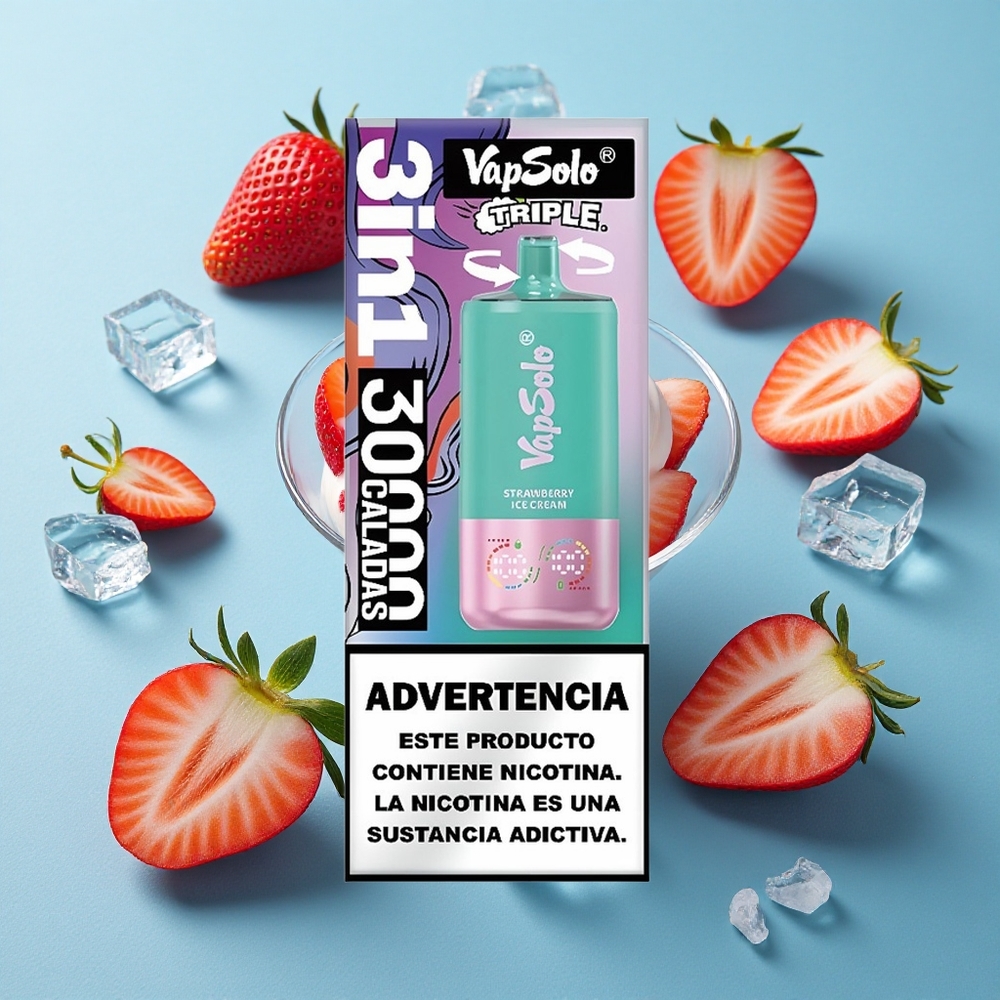 VapSolo Triple 30000 Puffs Erdbeer-Eiscreme Einweg-Vape