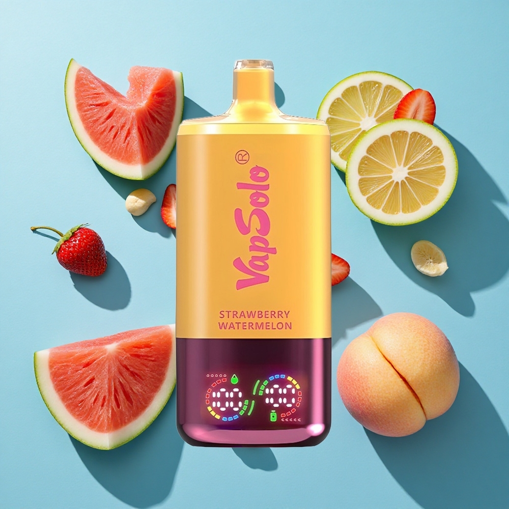 VapSolo Triple 30000 Puffs Erdbeer-Wassermelone & Zitrone-Pfirsich mit 40ml E-Liquid und Typ-C-Ladung