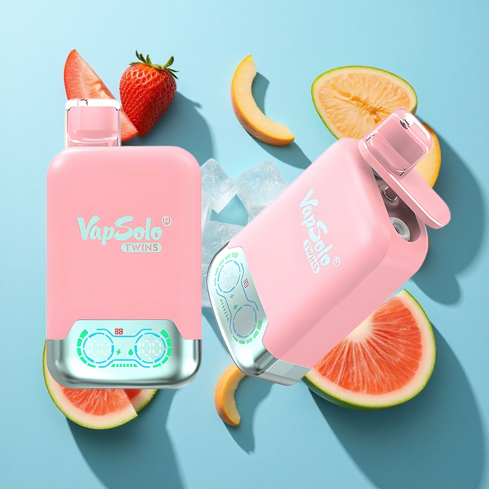 Vapsolo Twins 20000 Puffs Erdbeer-Eis & Mango-Pfirsich-Wassermelone 40 ml E-Liquid Typ-C