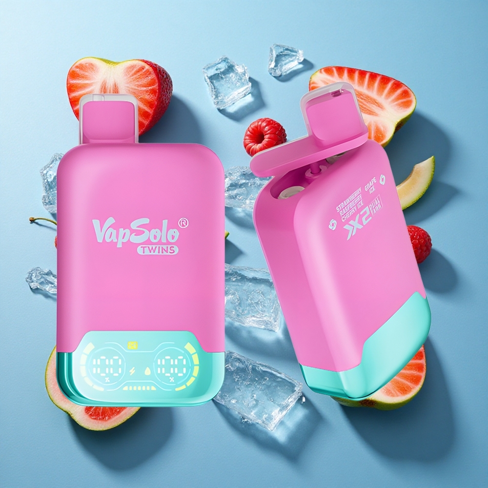 Vapsolo Twins 20000 Puffs Erdbeere Himbeere Kirsche Eis & Traube Eis 40 ml E-Liquid Typ-C