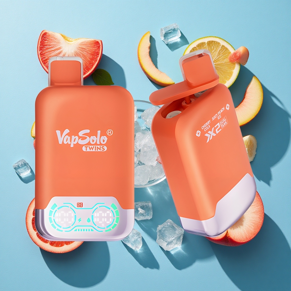 Vapsolo Twins 20000 Puffs Kirschcola & Saftiger Pfirsich Eis mit Typ-C-Ladung und 40 ml E-Liquid