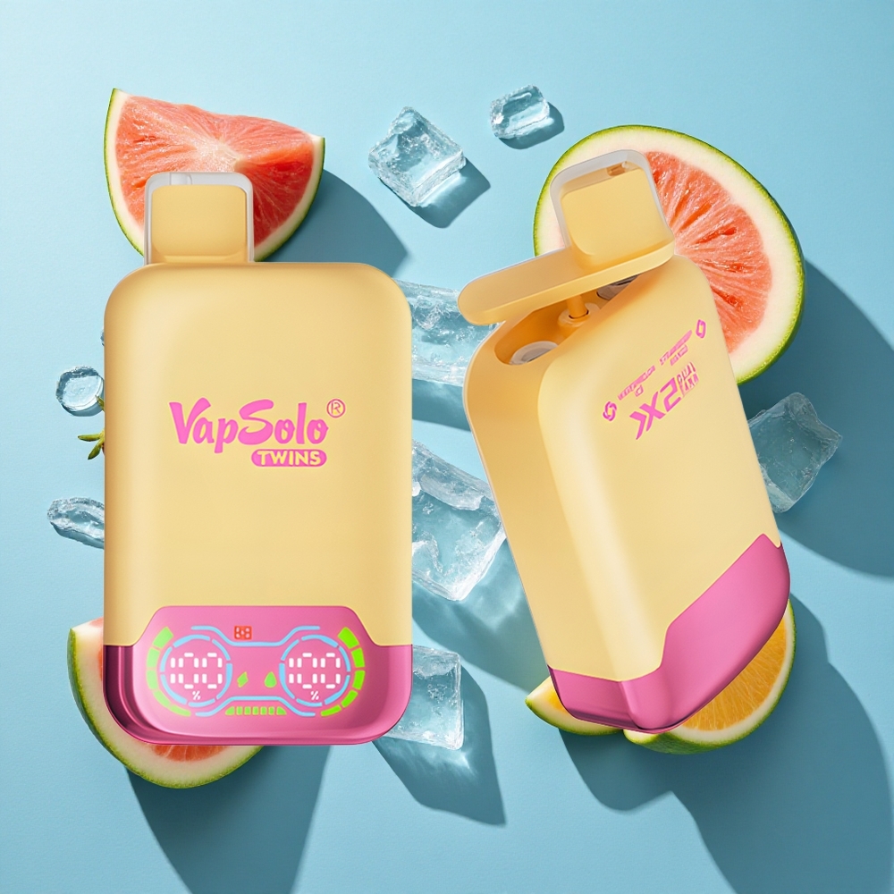 Vapsolo Twins 20000 Puffs Typ-C Ladung Wassermelone Eis & Erdbeer Mango 40 ml E-Liquid