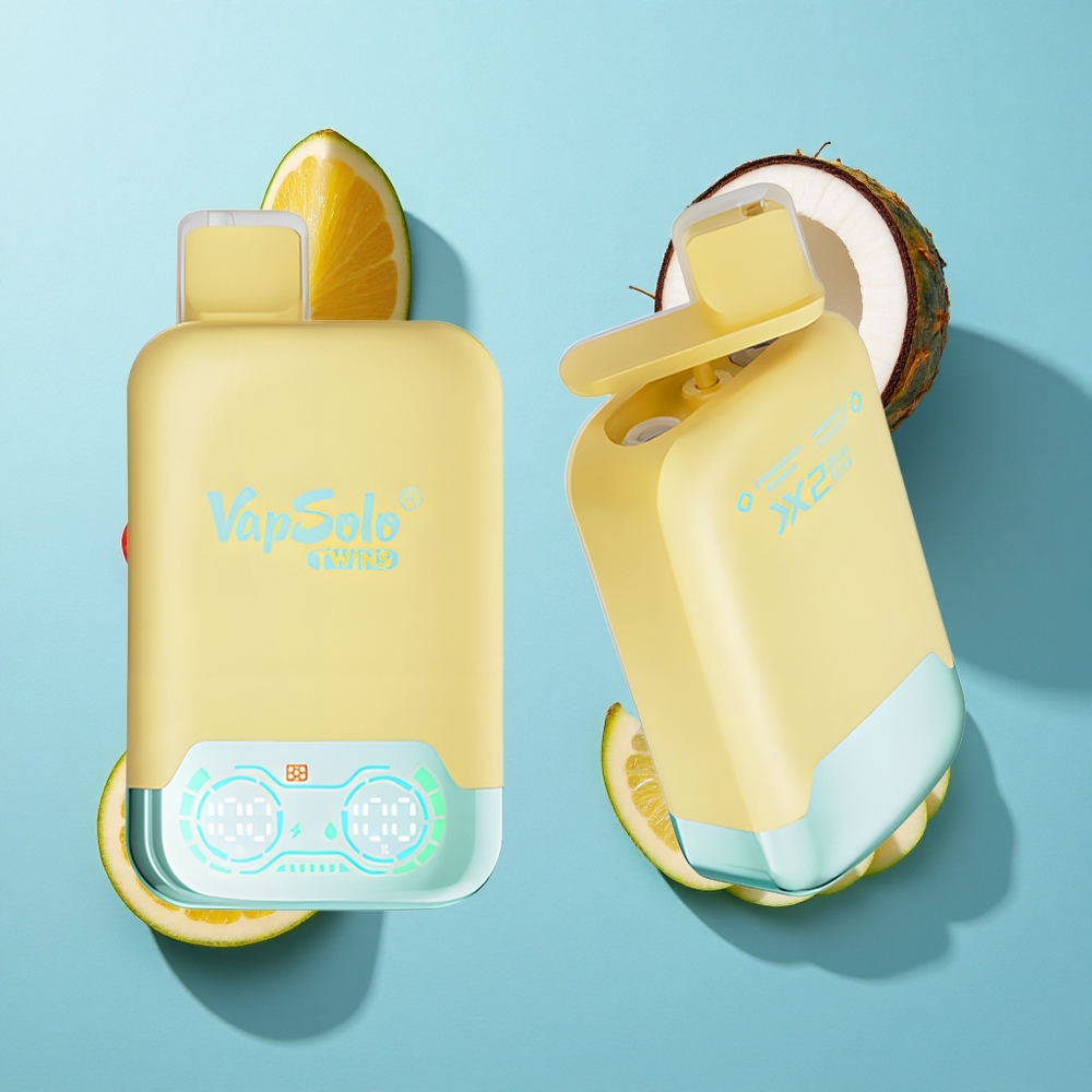 Vapsolo Twins 20000 Puffs Wegwerf-E-Zigarette Ananas Kokos & Erdbeer Banane mit 40 ml E-Liquid und Typ-C-Ladeanschluss