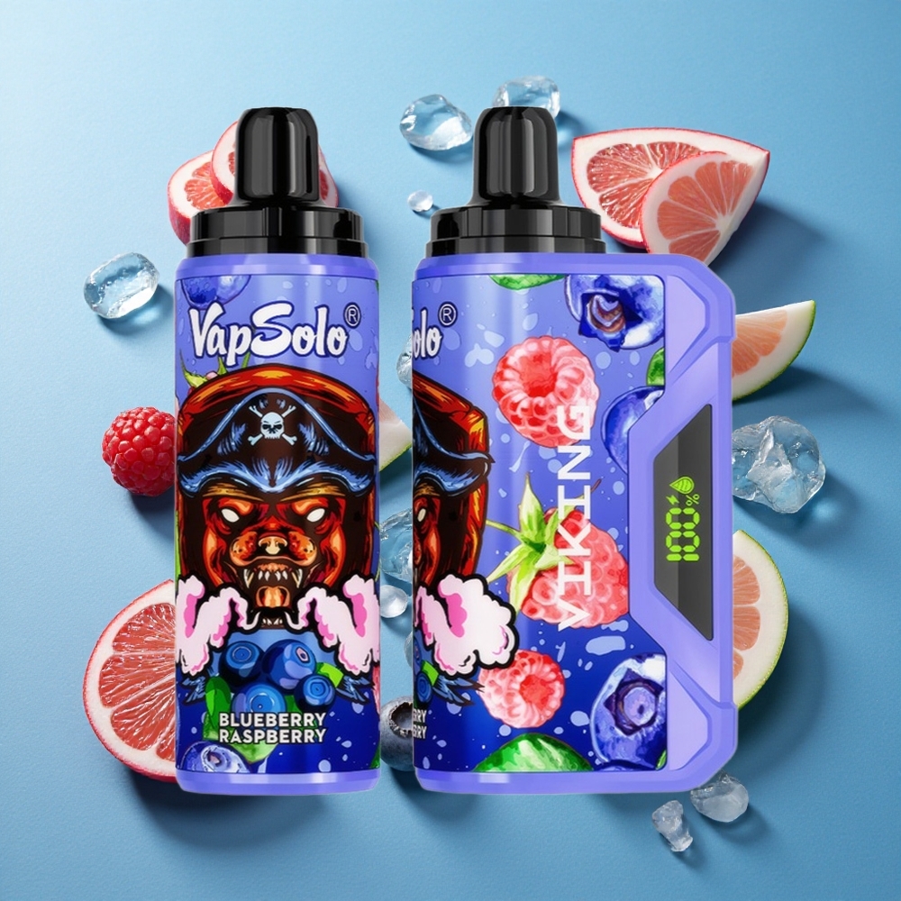 VapSolo VIKING 12000 Puffs Einweg-Vape Blaubeere Himbeere mit 22ml E-Liquid und Typ-C-Ladung