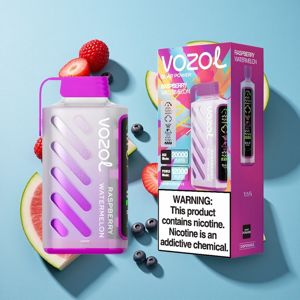 VOZOL Gear Power 20000 Puffs Dual Mesh Coil Vollbild-Display Himbeere Wassermelone