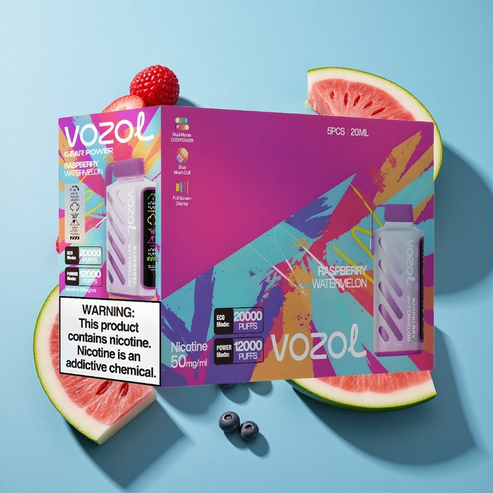 VOZOL Gear Power 20000 Puffs Dual Mesh Coil Vollbild-Display Himbeere Wassermelone