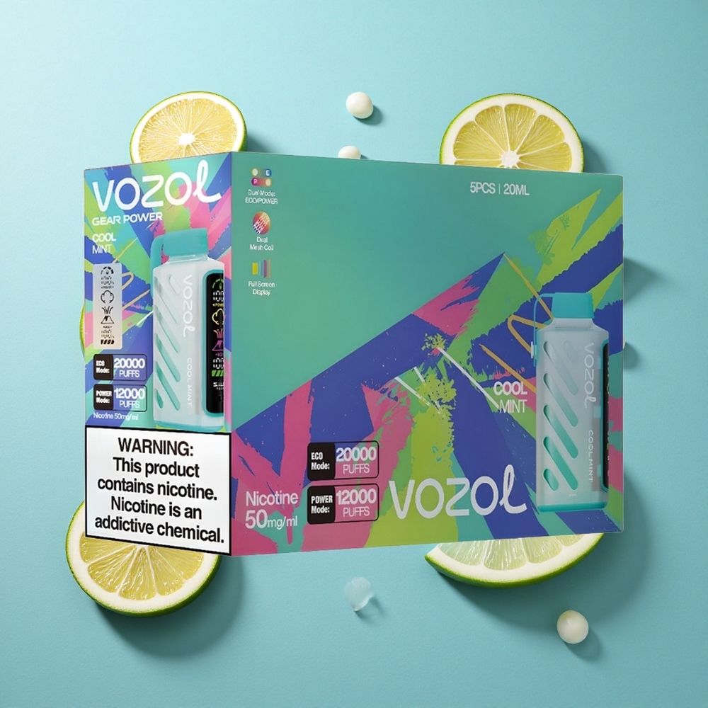 VOZOL Gear Power 20000 Puffs Dual Mesh Coil Vollbildschirm Minze Frisch