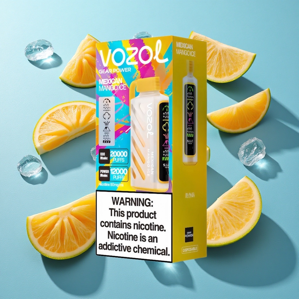 VOZOL Gear Power 20000 Puffs Mexikanisches Mango Eis mit 20mL Füllmenge und Dual-Mesh-Coil