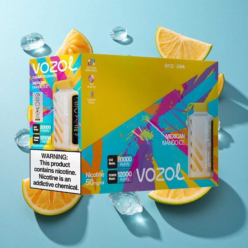 VOZOL Gear Power 20000 Puffs Mexikanisches Mango Eis mit 20mL Füllmenge und Dual-Mesh-Coil