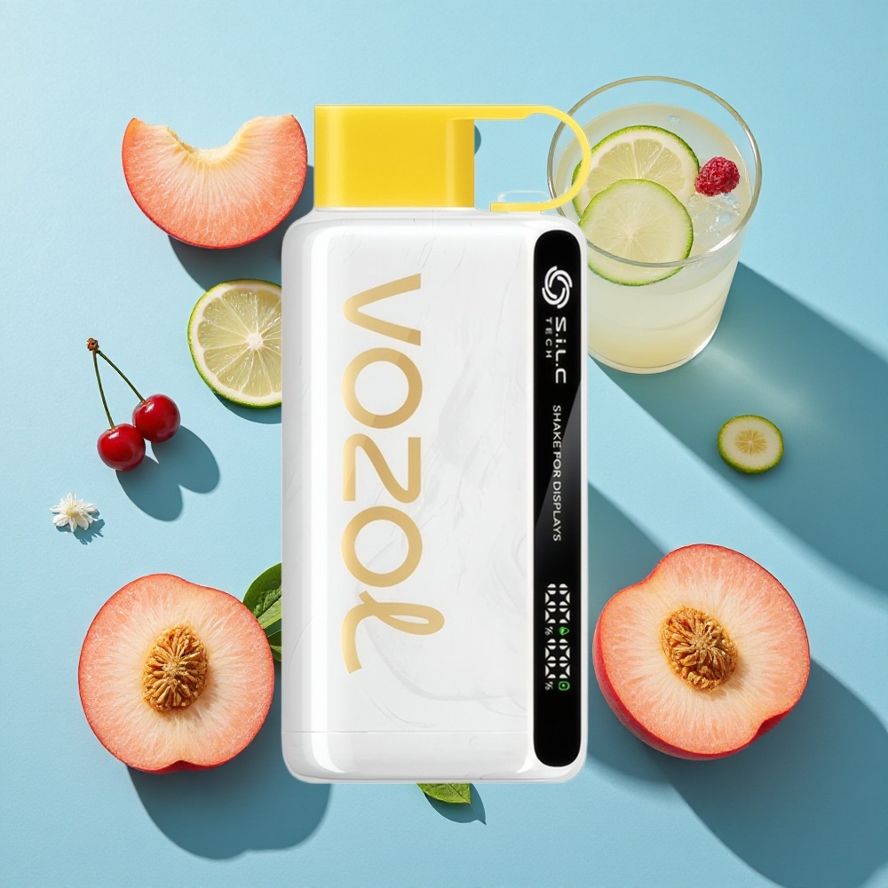 VOZOL STAR 9000/12000 Wegwerf-Vape Kirsche Pfirsich Limonade mit 650mAh Akku und 9000/1200 Puffs