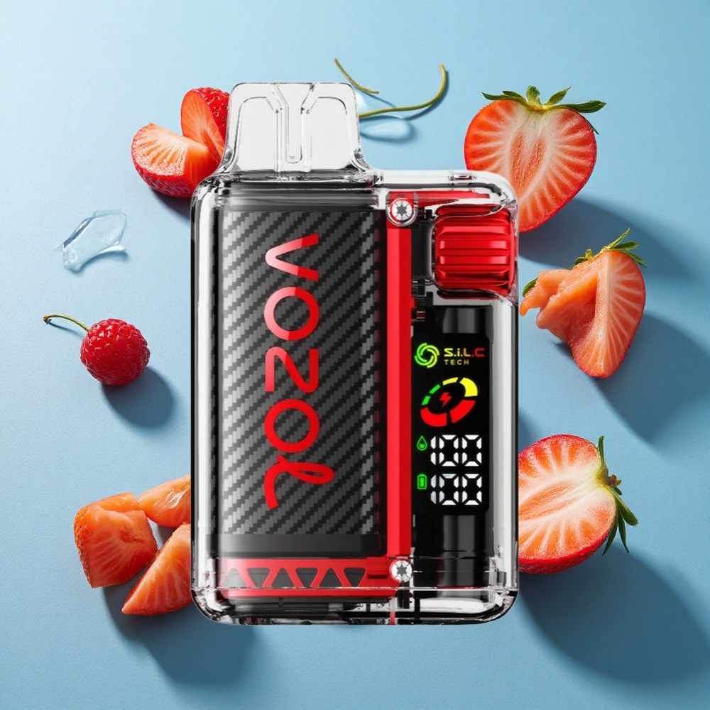 VOZOL Vista 20000 Puffs wiederverwendbares Kit Erdbeere Himbeere Kirsche mit OLED-Bildschirm und 6-stufiger Watt-Ausgangsanpassung